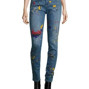 alice + olivia Joana Splatter Paint Skinny Jeans